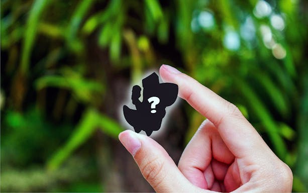 Hand holding a puzzle piece with a question mark, RANSACK PUZZLE HUNT theme.