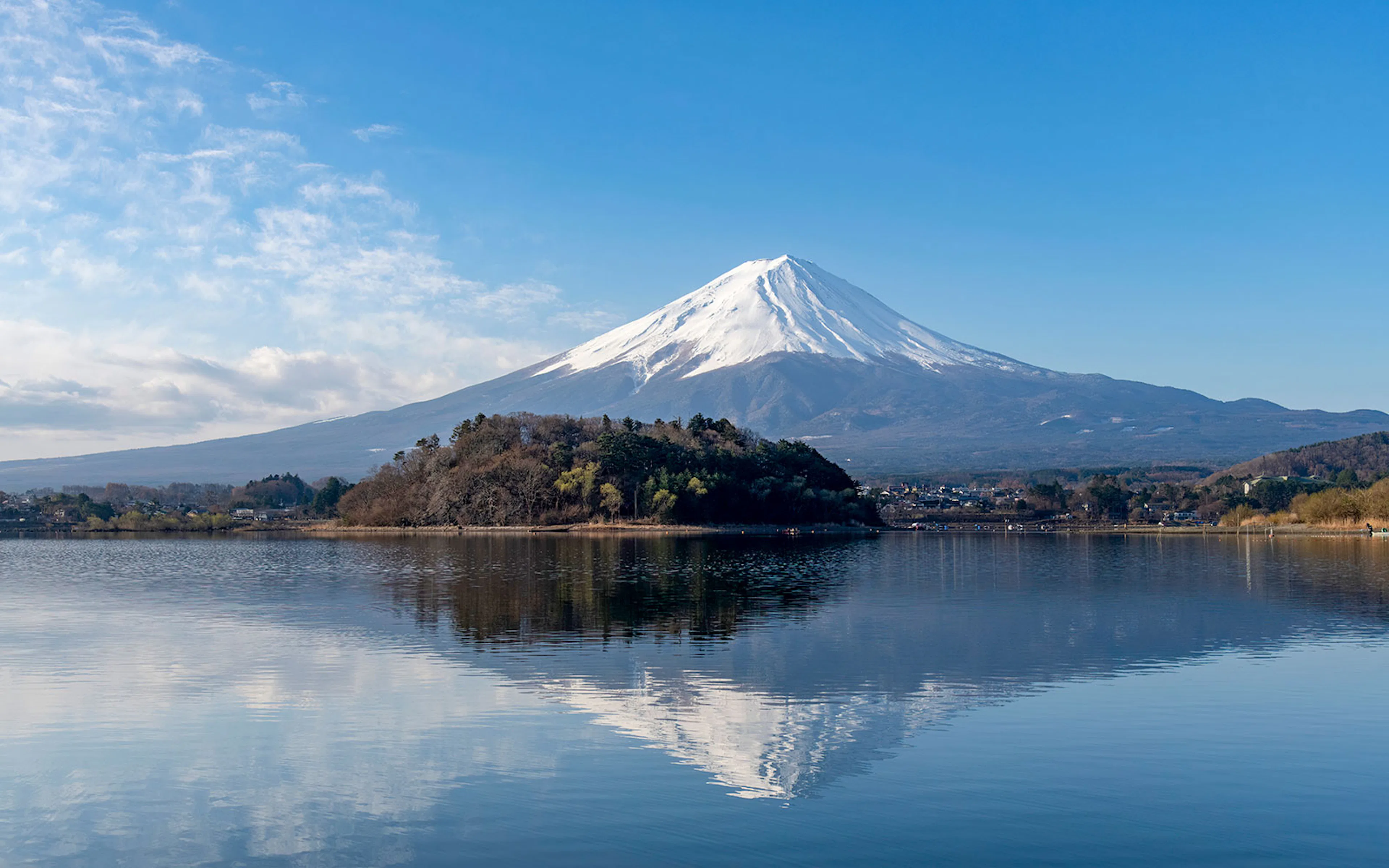 Panoramic view of active stratovolcano Mt. Fuji