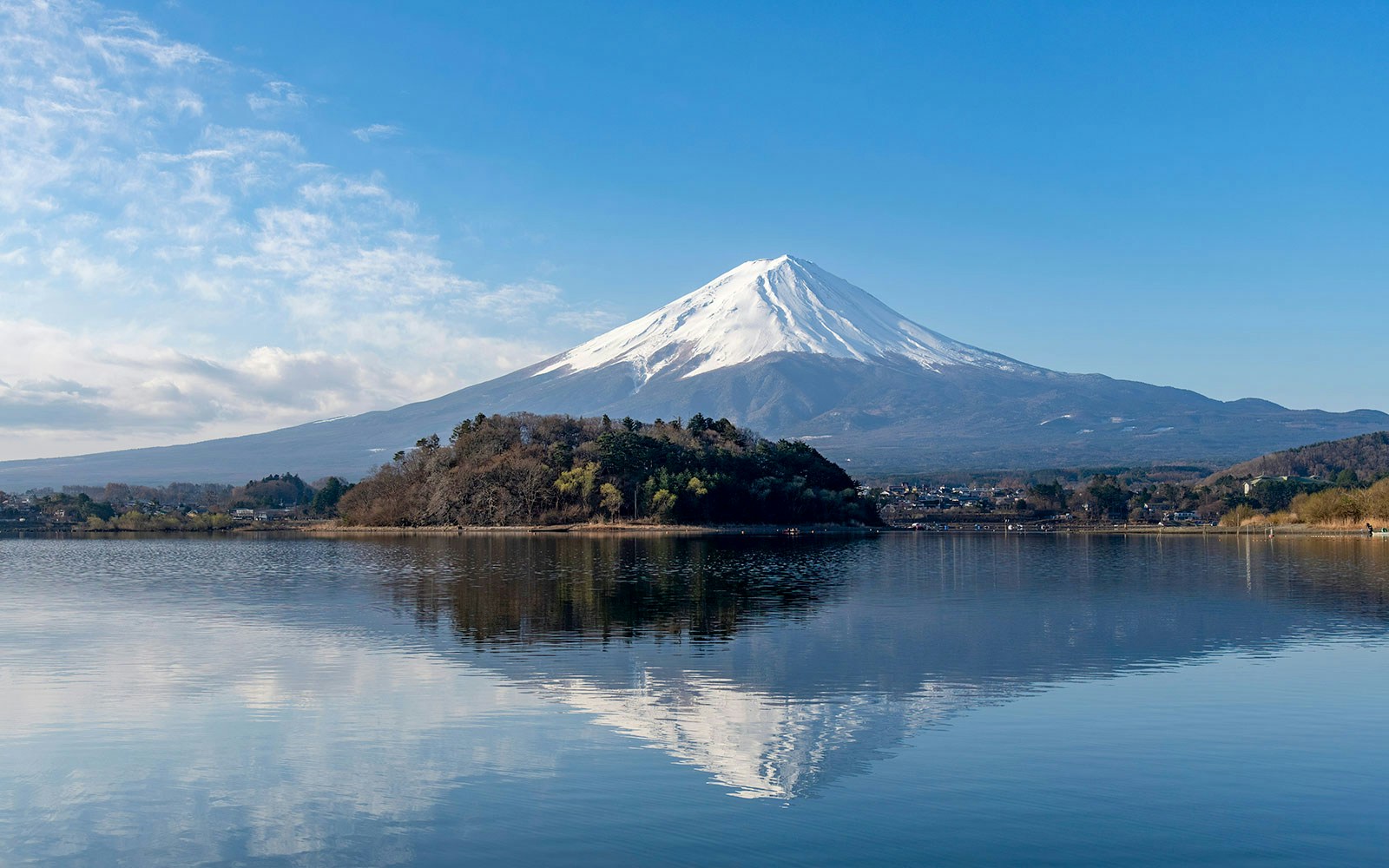 Panoramic view of active stratovolcano Mt. Fuji