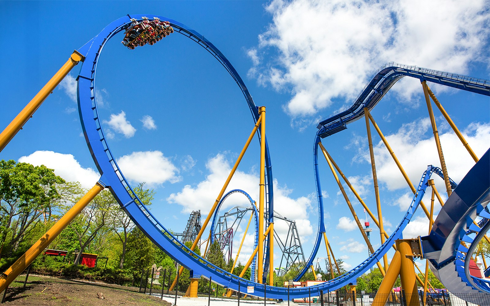 Roller coaster loop at Six Flags Great America, Wrath of Rakshasa ride.