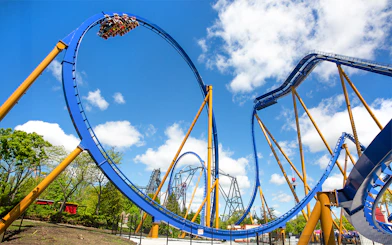 Roller coaster loop at Six Flags Great America, Wrath of Rakshasa ride.
