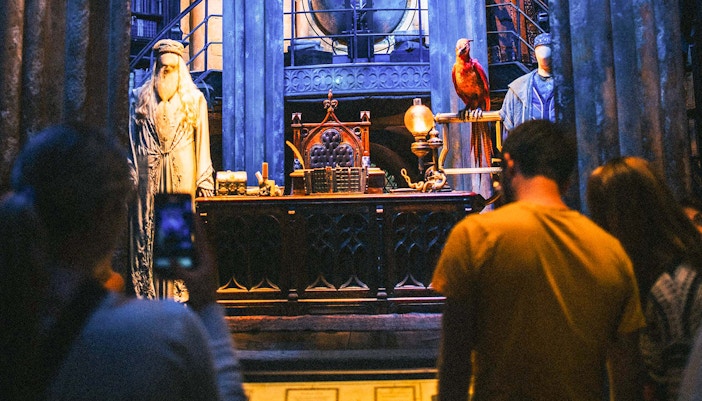 Harry Potter Studio entrance with visitors in London.