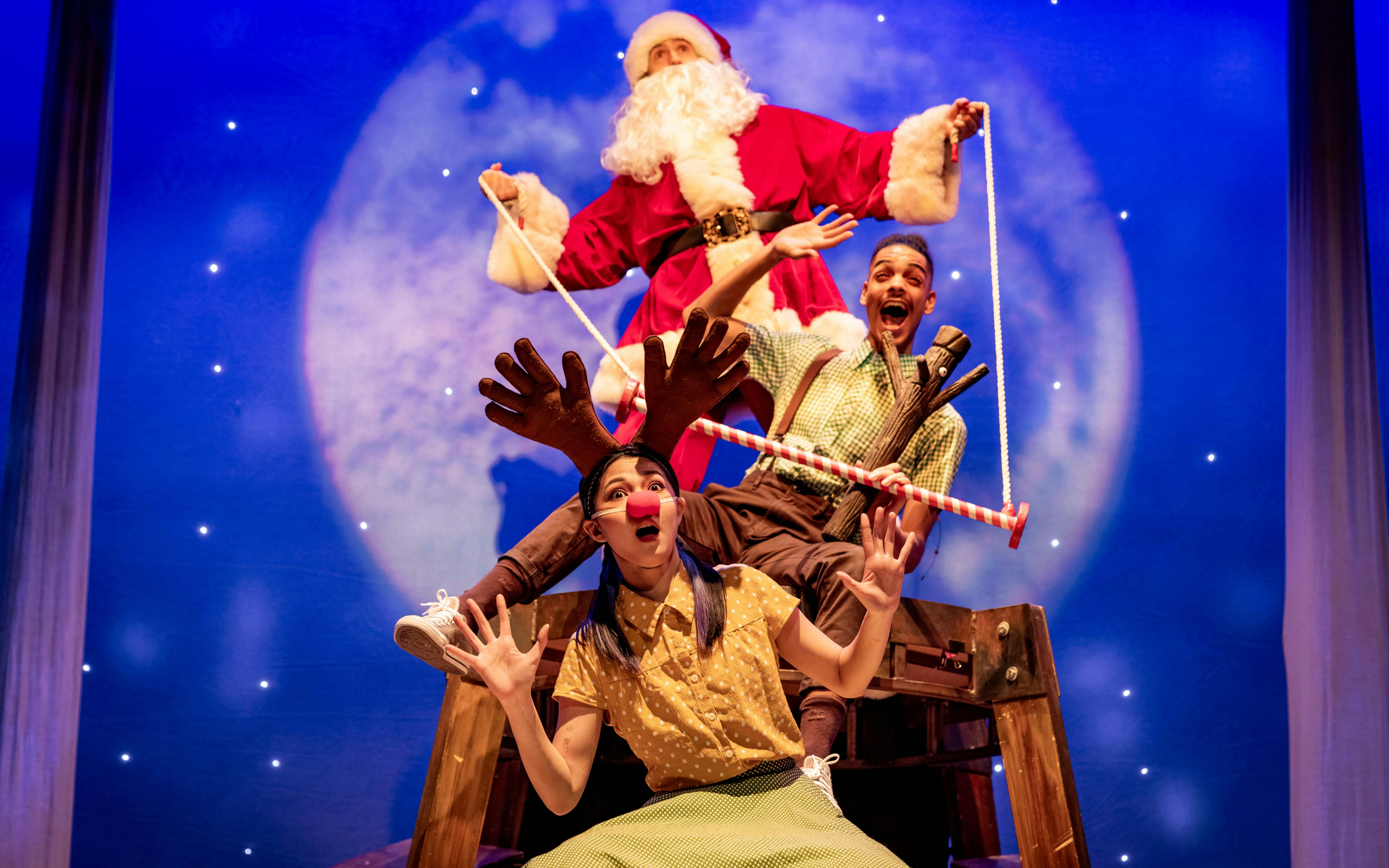 Stage performance of Stick Man with Santa and characters, Westend.