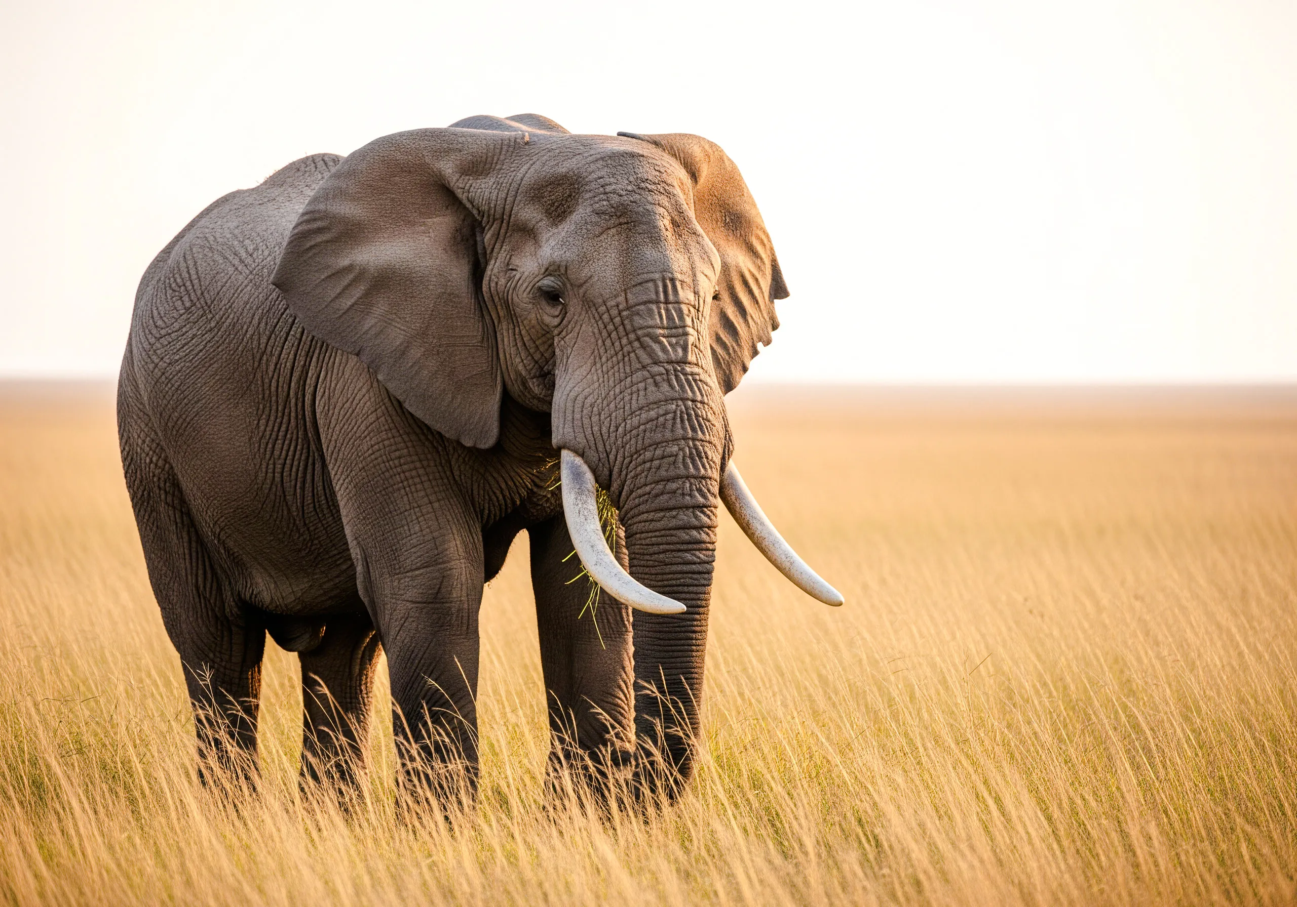 Elephant grazing in Serengeti grasslands during Zanzibar safari tour.