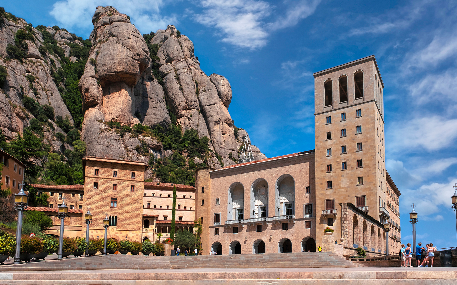 Montserrat Monastery with rocky mountain backdrop, Barcelona, included in Turbopass City Card.