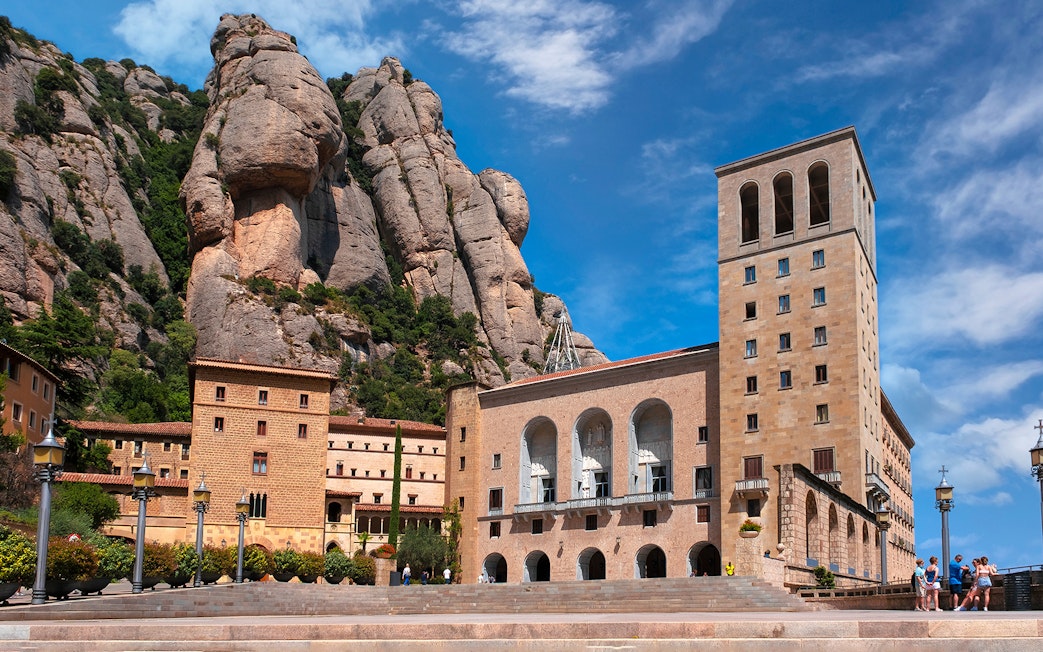 Montserrat Monastery with rocky mountain backdrop, Barcelona, included in Turbopass City Card.