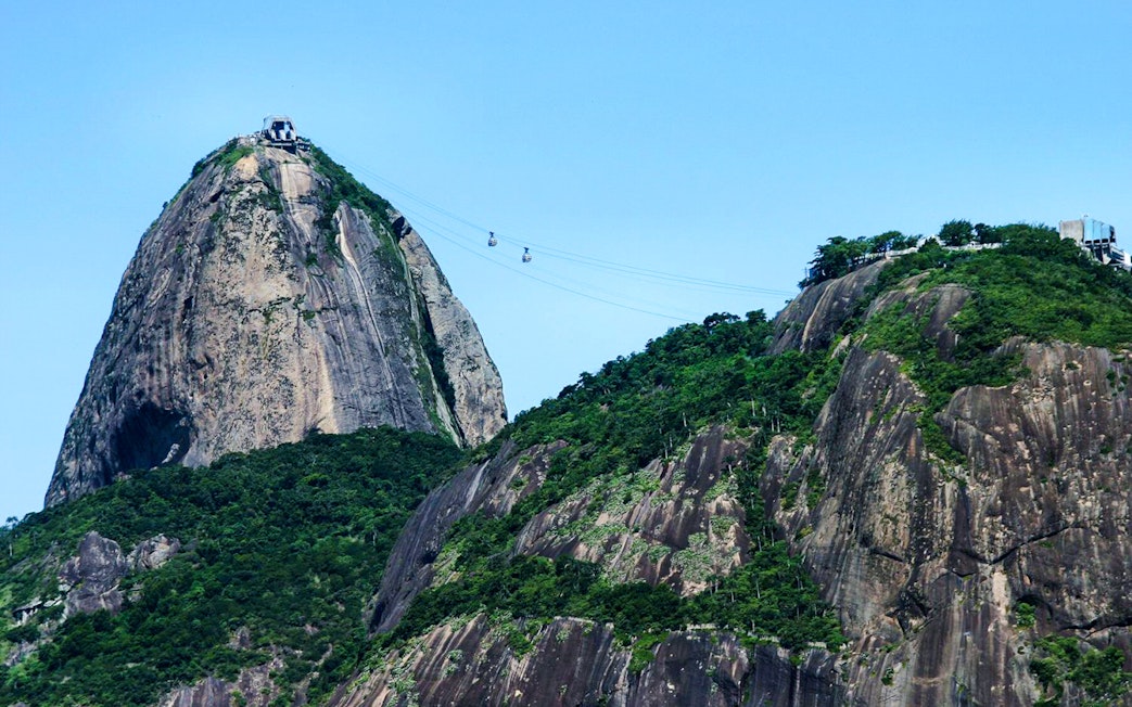 Sugarloaf Mountain with cable cars in Rio de Janeiro, Brazil.