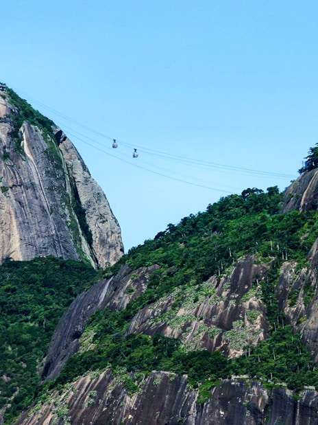 Sugarloaf Mountain with cable cars in Rio de Janeiro, Brazil.