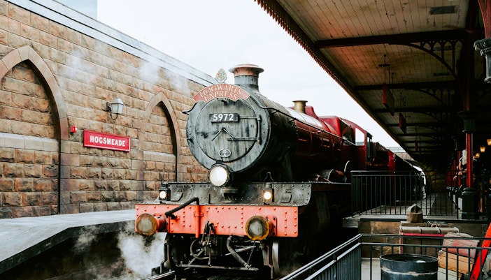 Hogwarts Express train at Hogsmeade Station, Universal Orlando.
