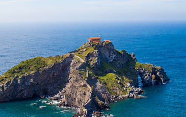 Gaztelugatxe islet with chapel and winding stone path, Basque Country, Spain.
