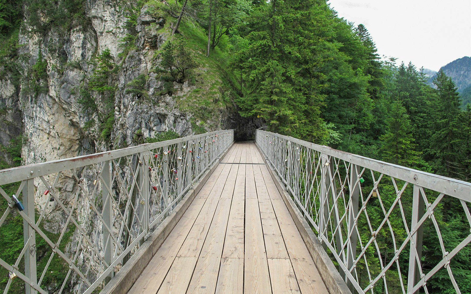 Queen Mary’s Bridge with forested cliffs near Neuschwanstein Castle, Germany.