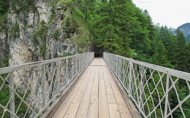 Queen Mary’s Bridge with forested cliffs near Neuschwanstein Castle, Germany.