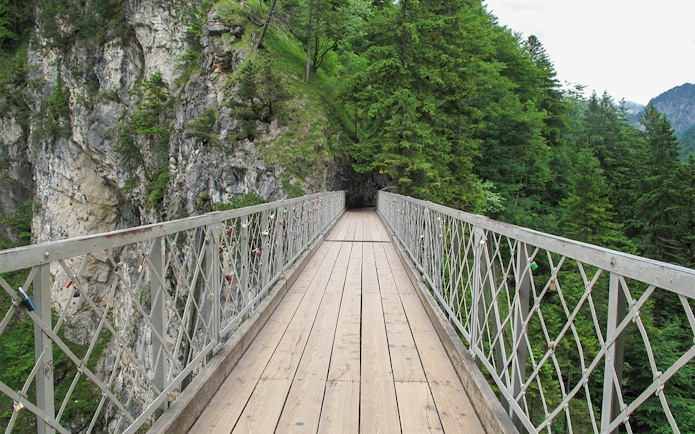 Queen Mary’s Bridge with forested cliffs near Neuschwanstein Castle, Germany.