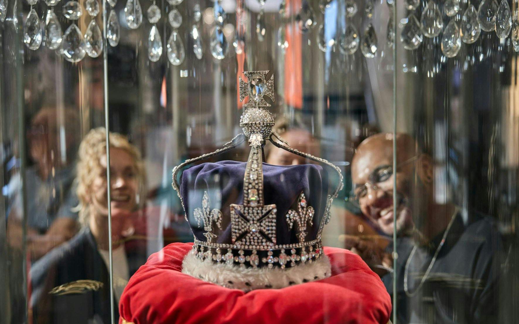 Crown with diamonds on display at Royal Coster Diamonds, Amsterdam.