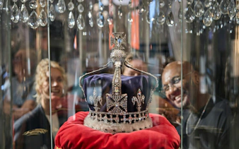 Crown with diamonds on display at Royal Coster Diamonds, Amsterdam.