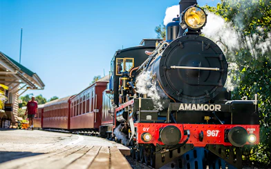 Mary Valley Rattler steam train at Amamoor station, Queensland.