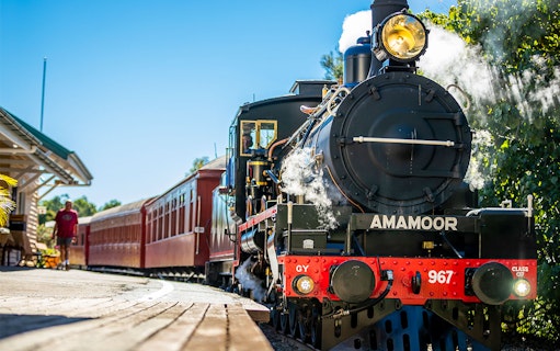 Mary Valley Rattler steam train at Amamoor station, Queensland.