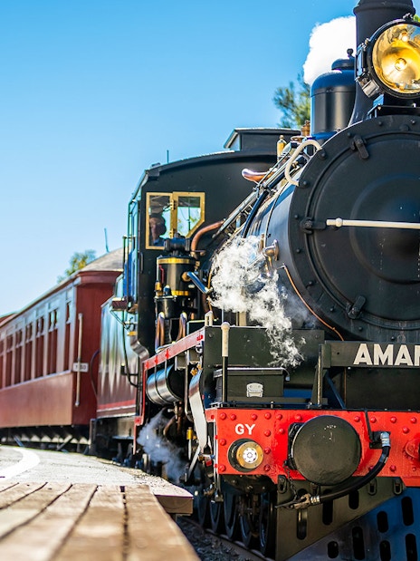 Mary Valley Rattler steam train at Amamoor station, Queensland.
