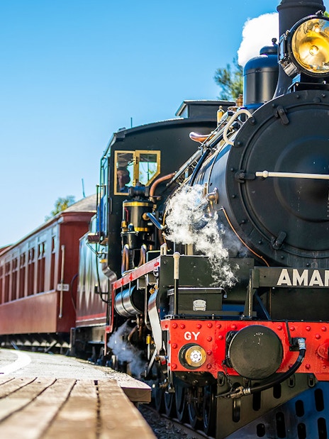 Mary Valley Rattler steam train at Amamoor station, Queensland.