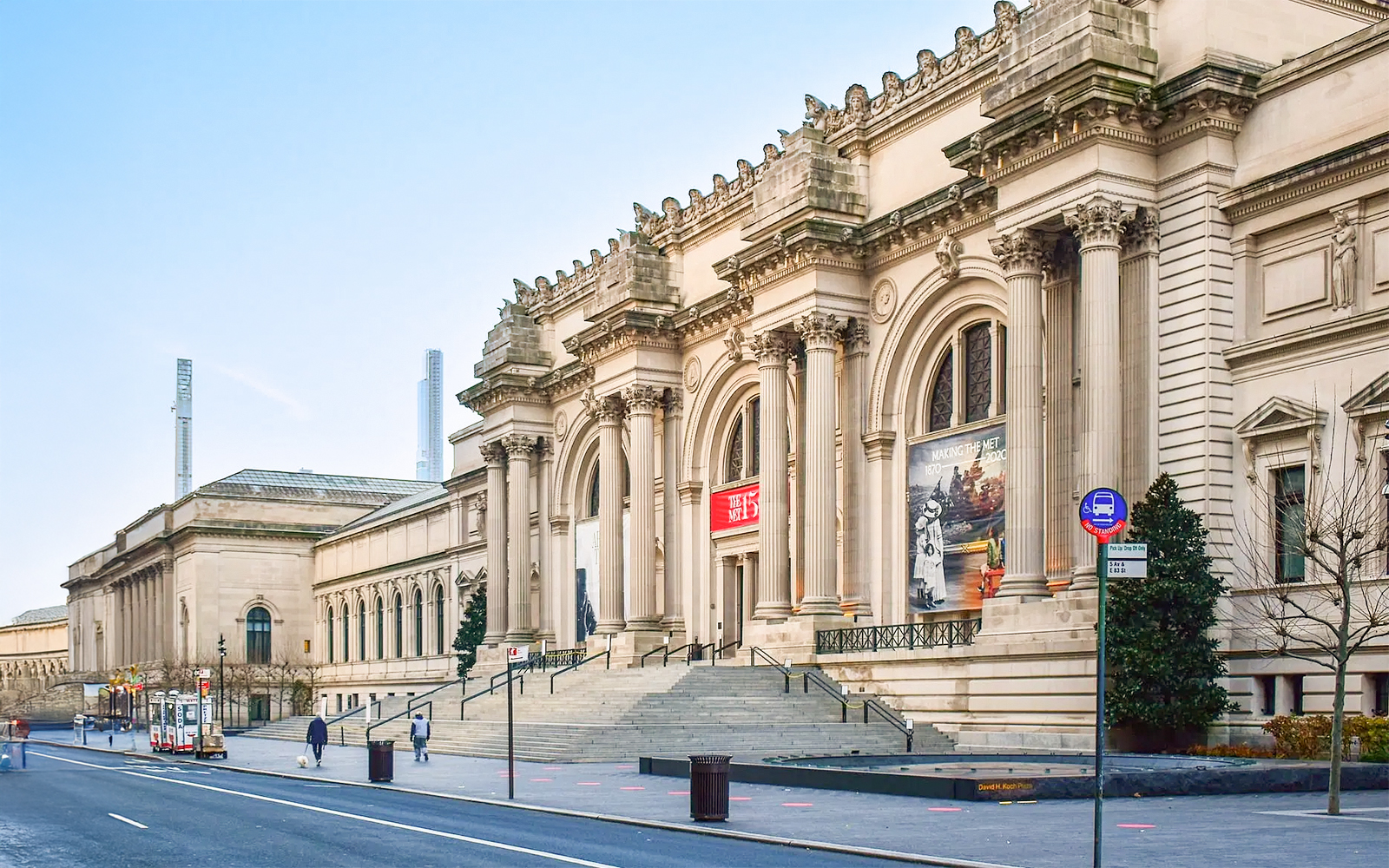 The Met Museum entrance with grand columns, New York City, featured in pre-orientation tour.