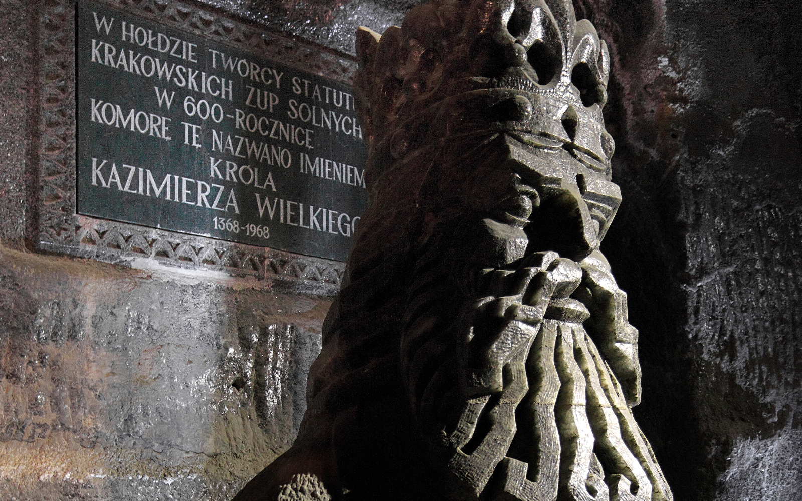 Statue of King Casimir the Great in the Wieliczka Salt Mine, Cracow, Poland.