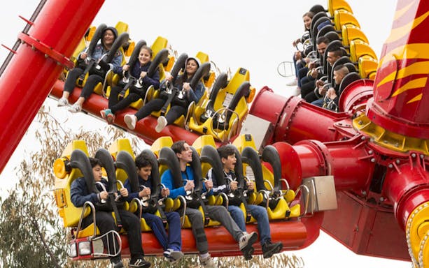 Visitors enjoying a thrilling ride at Vialand Theme Park.