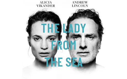 The Lady from the Sea" play poster with two actors' faces.