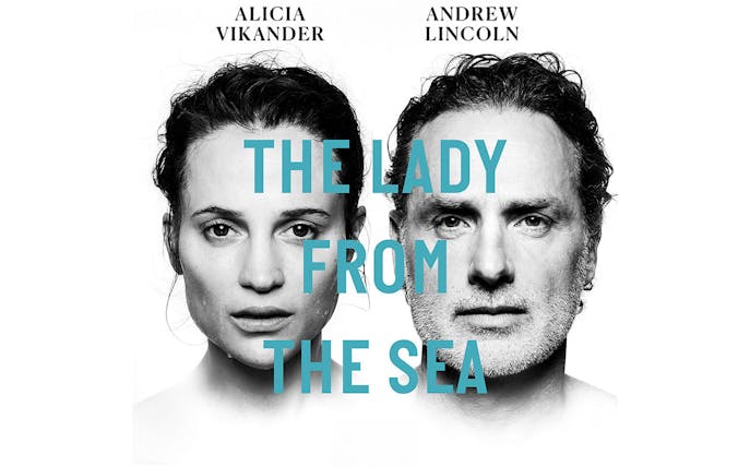 The Lady from the Sea" play poster with two actors' faces.