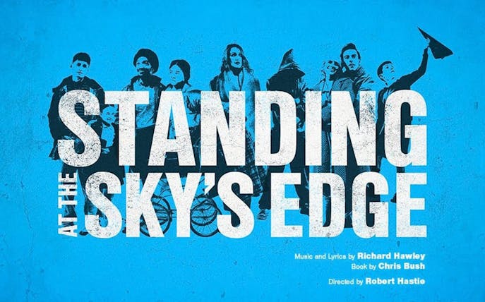 Standing At The Sky's Edge musical poster with cast silhouettes on blue background