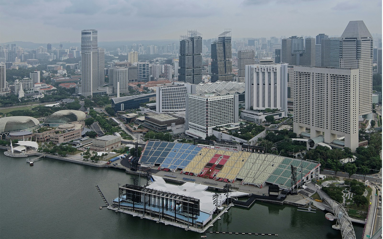 View of the Float at Marina Bay from the observation deck of the hotel Marina Bay Sands