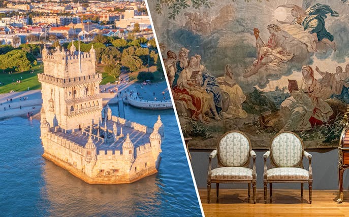 Belém Tower and artwork from National Museum of Ancient Art, Lisbon.