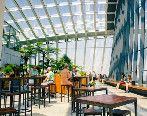 Visitors enjoying the view at Sky Garden, London.
