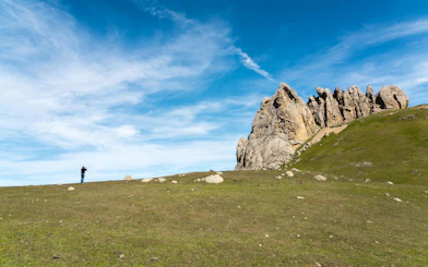 Photographer capturing Beshbarmag Mountain peak in Azerbaijan.