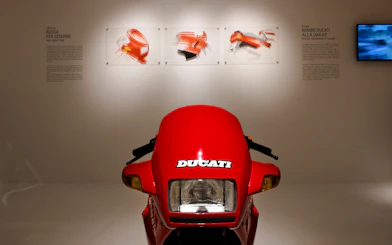 Ducati motorcycle display at Ducati Museum, Bologna.