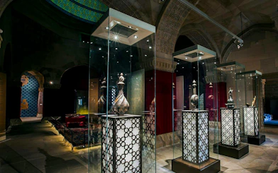 Exhibit of artifacts in the Palace of Shirvanshahs, Baku.