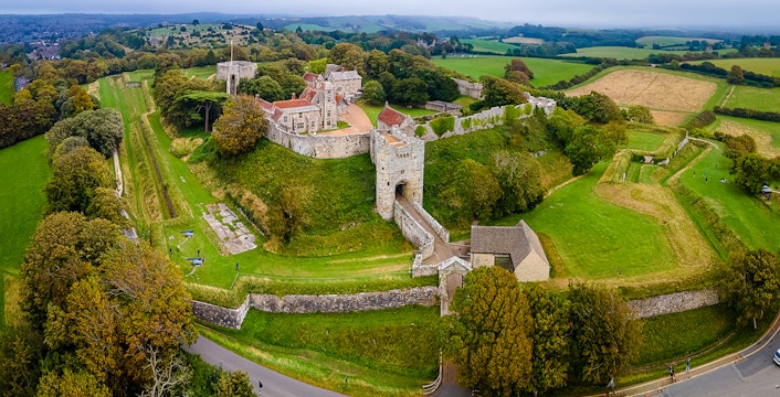 Aerial view of Carisbrooke castle