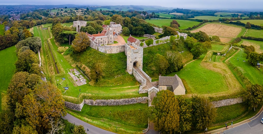 Aerial view of Carisbrooke castle