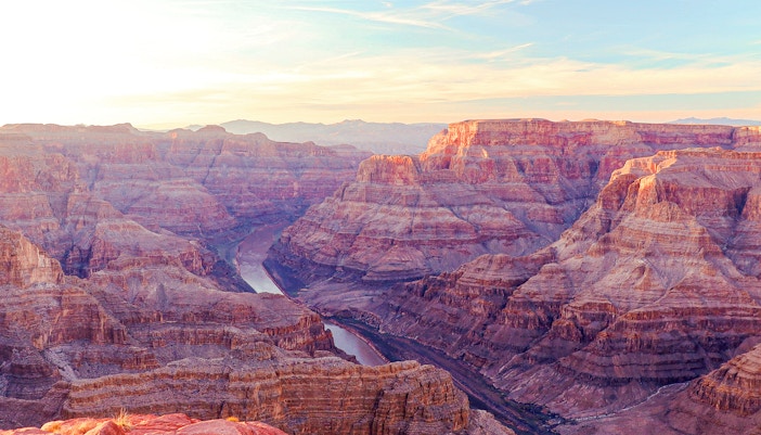 Grand Canyon West Rim aerial view from helicopter, departing Las Vegas.