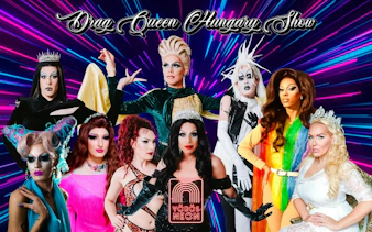 Drag performers in vibrant costumes at Drag Queen Hungary Show.