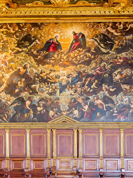 Chamber of the Council of Ten fresco inside Doge's Palace, Venice, Italy.