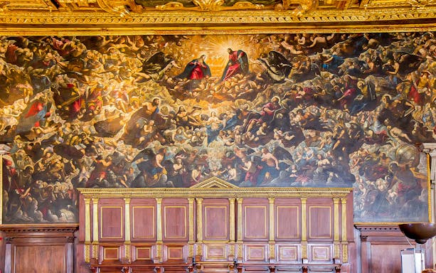 Chamber of the Council of Ten fresco inside Doge's Palace, Venice, Italy.