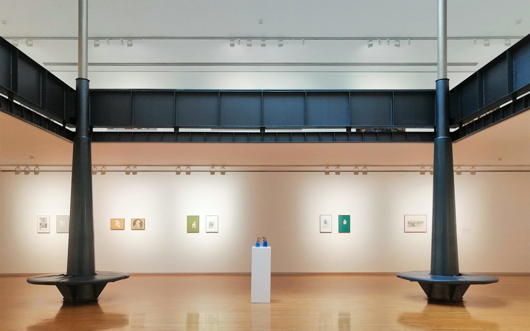 Exhibition room at Sala Parès in Barcelona featuring Picasso artworks on display.