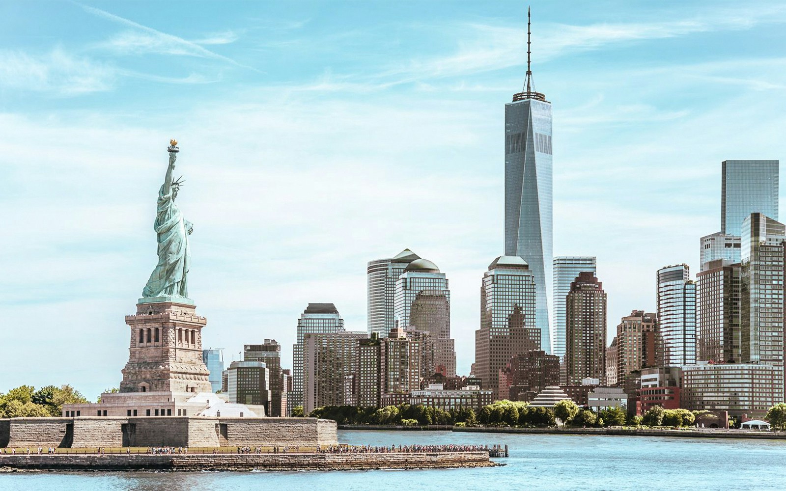 Statue of Liberty and Manhattan skyline from 60 Mins Lady Liberty Cruise.