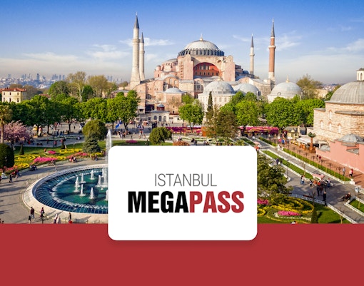Hagia Sophia and gardens in Istanbul, view from above, part of Istanbul MegaPass attractions.