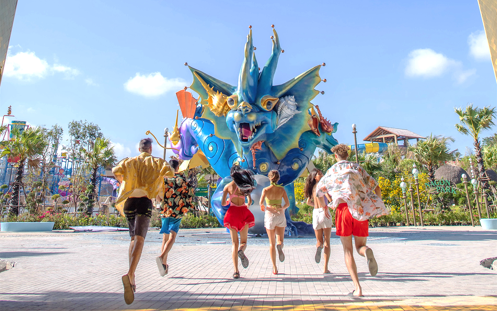 Andamanda Phuket Pearl Palace water park with slides and pools in Thailand.