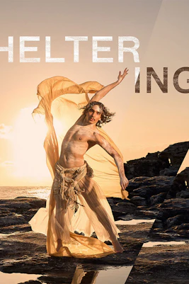 Dancer performing at sunset for Bangarra Dance Theatre, Sydney Opera House.