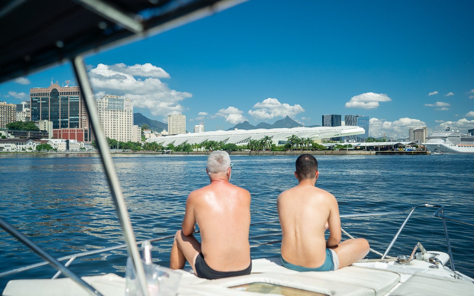 View of Museum of the Future from a boat on Rio tour.
