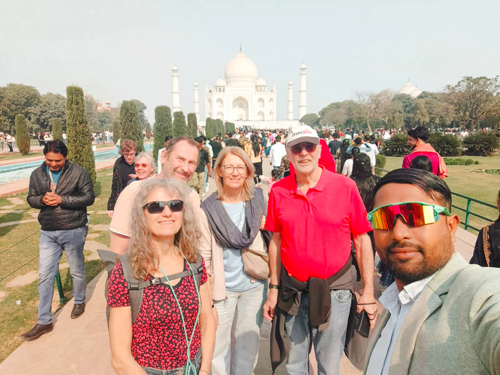 Visitors enjoying the Taj Mahal with priority entry, Agra.