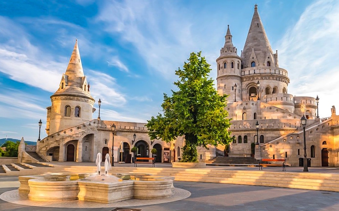 Fisherman's Bastion in Budapest during a guided walking tour of Castle District.