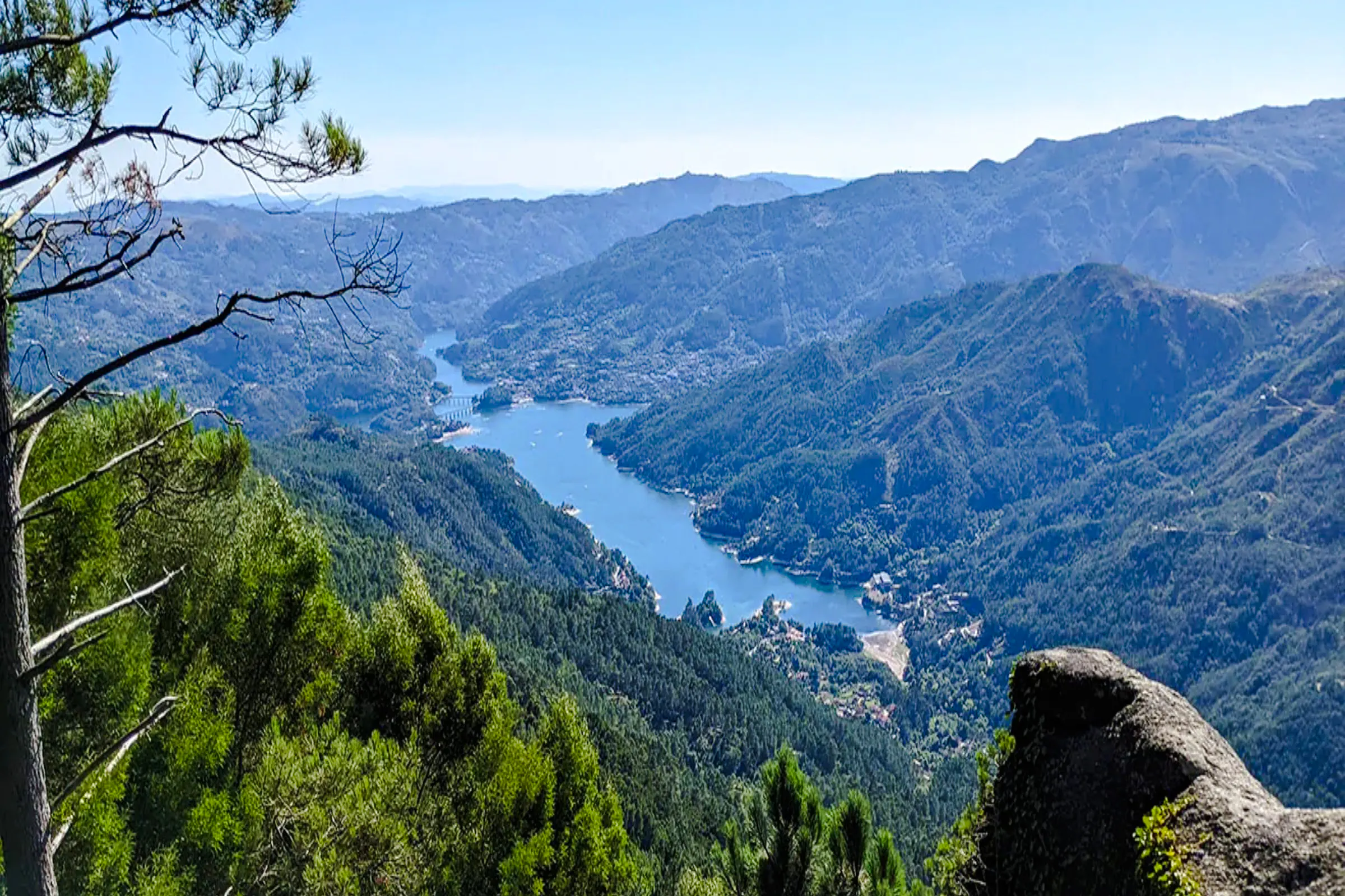 Peneda-Geres National Park view with river and mountains, Porto hiking tour.